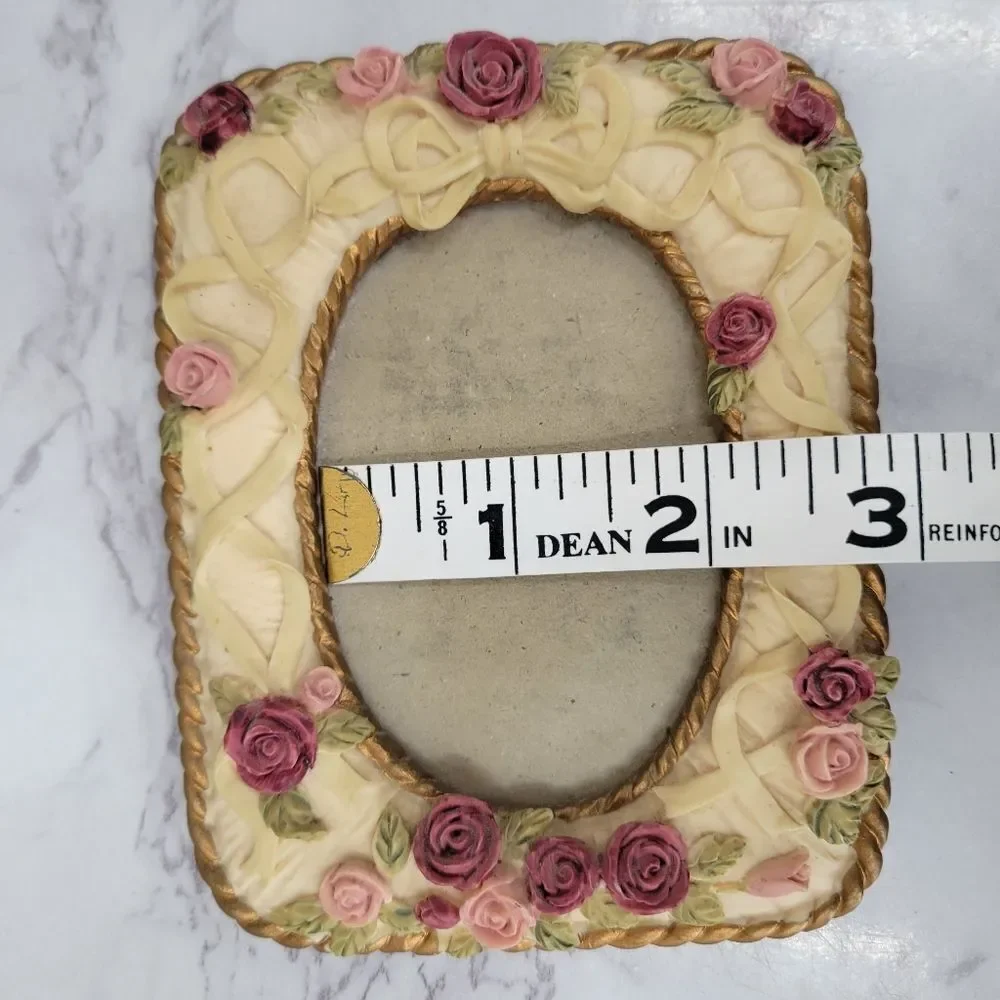 Vintage Dezine Hand Painted Floral Cream and Pink Photo Frame